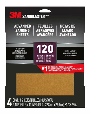 3M 9.35 in. x 12.125 in. 120 Grit SandBlaster No-Slip Grip Advanced Sanding Sheets, 4-Pack