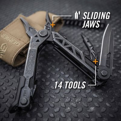 Image showing 5 th Gerber Center-Drive Black/Black Needle Nose Multi-Tool with Coyote Brown Sheath and Bit Set