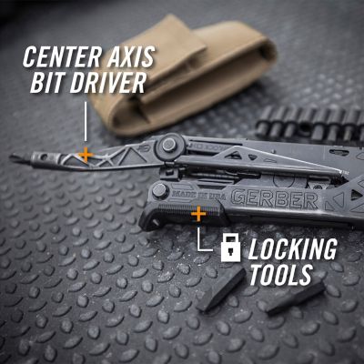 Image showing 6 th Gerber Center-Drive Black/Black Needle Nose Multi-Tool with Coyote Brown Sheath and Bit Set