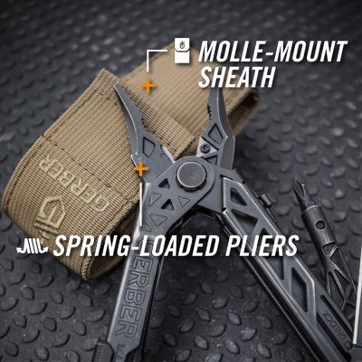 Image showing 7 th Gerber Center-Drive Black/Black Needle Nose Multi-Tool with Coyote Brown Sheath and Bit Set