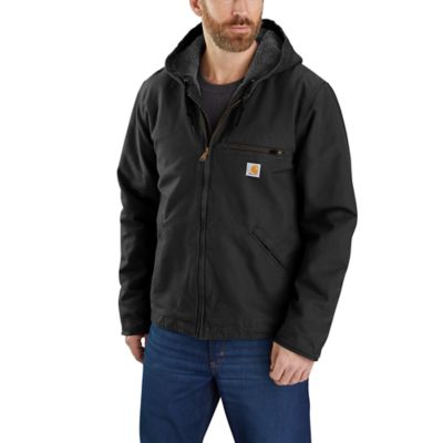 Carhartt Men's Washed Duck Sherpa-Lined Jacket, 104392-BLK at Tractor ...