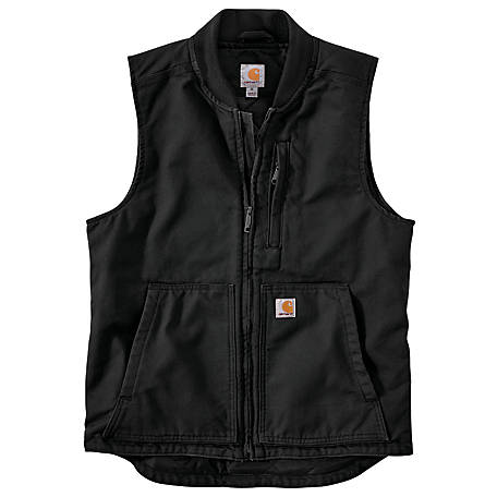 Mens Washed Arctic-Quilt Lined Duck Vest Utility Rugged Canvas Work Vest