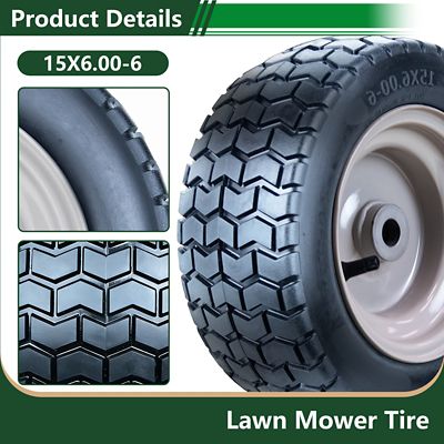 Image showing  15x6-6 4PR SU12 Lawn and Garden Tire Assembly on 6x4.5 Wheel, Grayish White