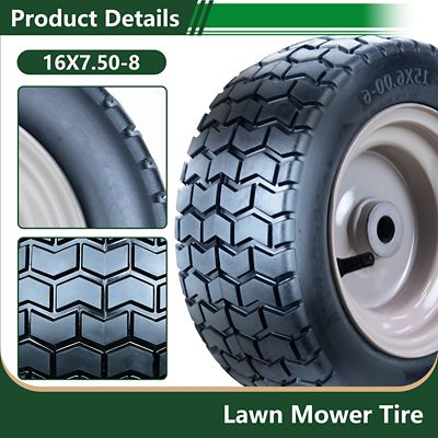 Image showing  16 x7.5-8 4PR SU12 Lawn and Garden Tire Assembly on 8x5.375 Wheel, Grayish White
