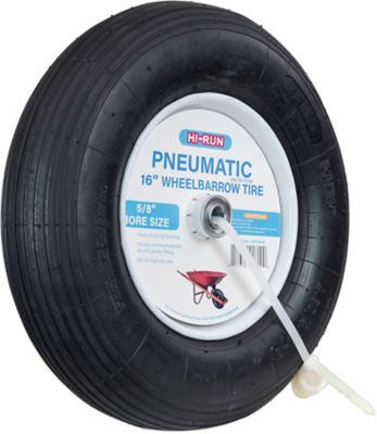 Image showing  16 in. Pneumatic Ribbed Wheelbarrow Tire Wheel Assembly with Universal Bearing Kit and Grease Fitting