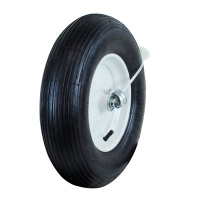 Image showing  16 in. Pneumatic Ribbed Wheelbarrow Tire Wheel Assembly with Universal Bearing Kit and Grease Fitting