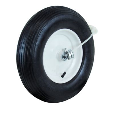 Image showing  16 in. Pneumatic Ribbed Wheelbarrow Tire Wheel Assembly with Universal Bearing Kit and Grease Fitting