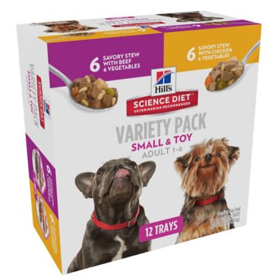 Hill's Science Diet Small Breed Adult Chicken and Beef Chunks Wet Dog Food Variety Pack, 3.5 oz. Can, Pack of 12