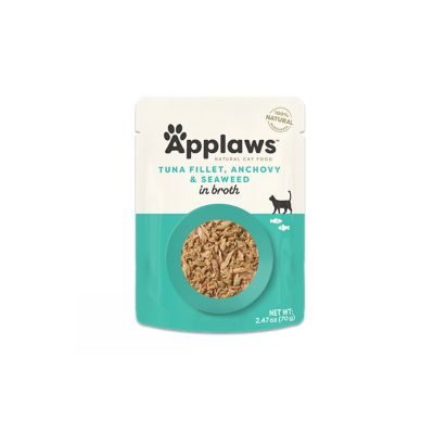 Applaws Tuna Fillet, Anchovy & Seaweed in Broth Natural Wet Cat Food, 2.47 oz.