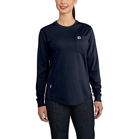 Carhartt Women's Long-Sleeve Flame-Resistant Force Cotton Crew T-Shirt