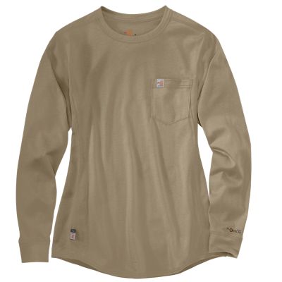 Carhartt Women's Flame-Resistant Force Cotton Crew Long-Sleeve T-Shirt ...
