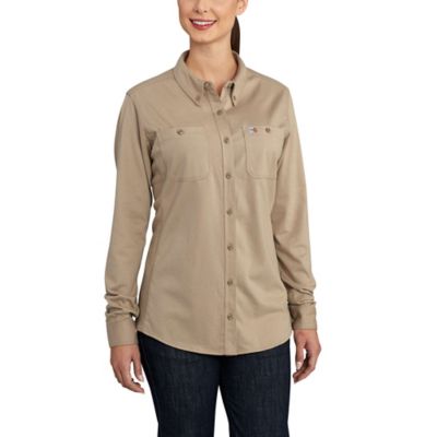Image showing  Women's Flame-Resistant Force Cotton Hybrid Long-Sleeve Work Shirt