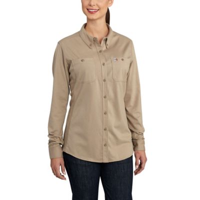 Carhartt Women's Flame-Resistant Force Cotton Hybrid Long-Sleeve Work Shirt