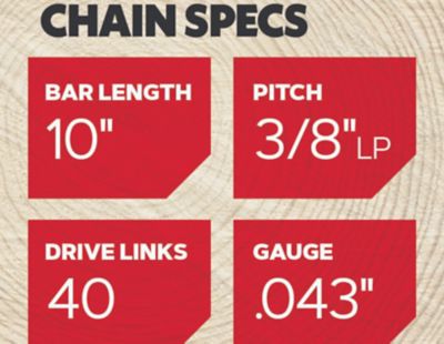 Image showing  10 in. AdvanceCut Chainsaw Chain, 3/8 in. Pitch, 0.043 in. Gauge, 40 Drive Links, 90PX040G