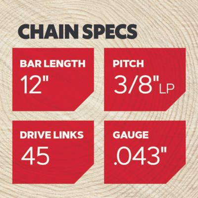 Image showing  12 in. AdvanceCut Chainsaw Chain, 3/8 in. Pitch, 0.043 in. Gauge, 45 Drive Links