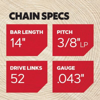 Image showing  14 in. AdvanceCut Chainsaw Chain, 3/8 in. Pitch, 0.043 in. Gauge, 52 Drive Links, 90PX052G