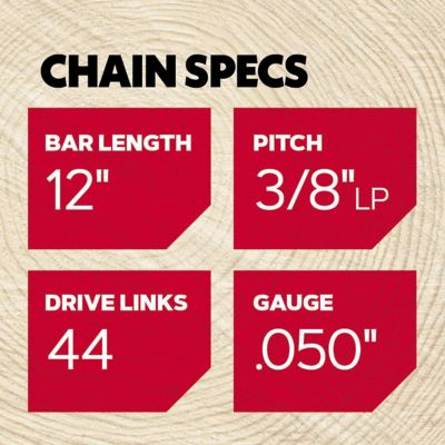 Image showing  12 in. AdvanceCut Chainsaw Chain, 3/8 in. Pitch, 0.050 in. Gauge, 44 Drive Links, 91PX044G