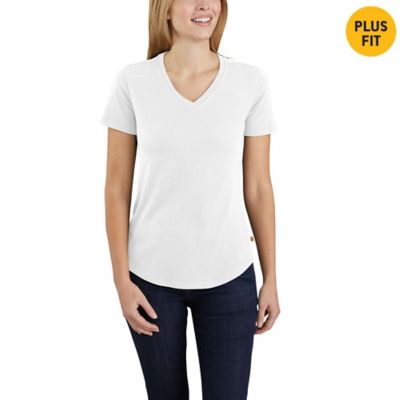 Carhartt Women's Relaxed Fit Midweight Short Sleeve V Neck T-Shirt | White | 3X