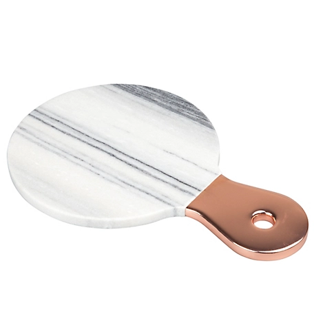Creative Home Grey Marble Cheese Serving Paddle Board with Stainless Steel Copper Trim Handle