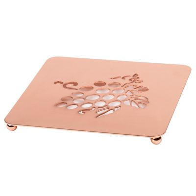 Image showing  7.5 in. Harvest Home Square Trivet with Grape Motif