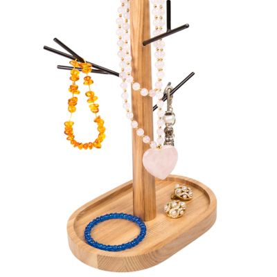 Image showing 1 th Creative Home Acacia Wood and Wire Jewelry Tree Stand