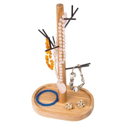 Image showing 3 th Creative Home Acacia Wood and Wire Jewelry Tree Stand