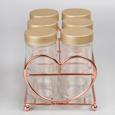 Image showing 1 th Creative Home Glass Spice Bottle Jars with Rack Organizer, 6-Pack