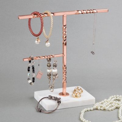 Image showing  Marble Base Jewelry Stand, White