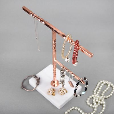 Image showing  Marble Base Jewelry Stand, White