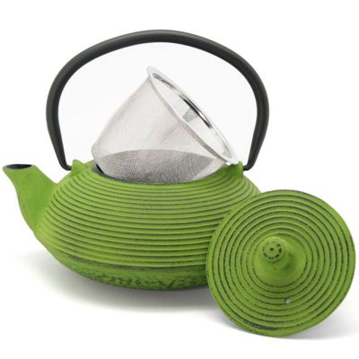 Image showing  20 oz. Kyusu Cast-Iron Tea Pot with Infuser, Green