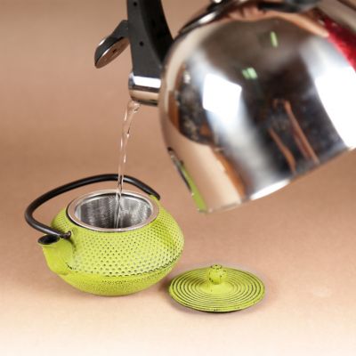 Image showing  20 oz. Kyusu Cast-Iron Tea Pot with Infuser, Green
