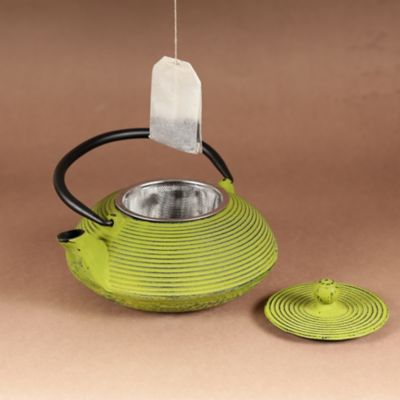 Image showing  20 oz. Kyusu Cast-Iron Tea Pot with Infuser, Green