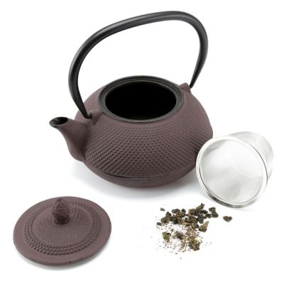 Image showing  30 oz. Cast-Iron Tea Pot with Infuser, Brown