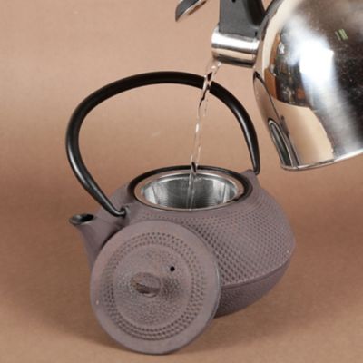 Image showing  30 oz. Cast-Iron Tea Pot with Infuser, Brown