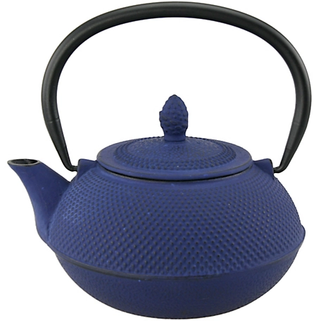 Creative Home 30 oz. Cast-Iron Tea Pot with Infuser, Blue