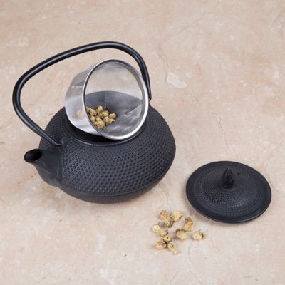 Image showing  30 oz. Cast-Iron Tea Pot with Infuser, Black