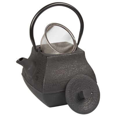 Image showing  47 oz. Cast-Iron Tea Pot with Infuser, Black