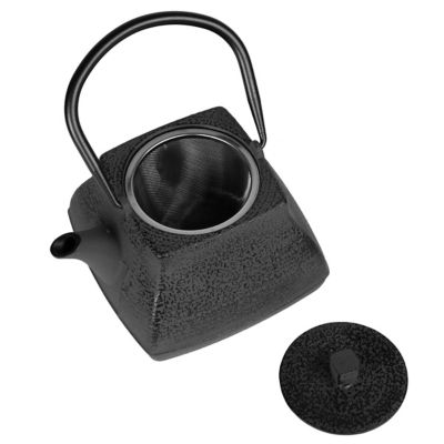Image showing  47 oz. Cast-Iron Tea Pot with Infuser, Black