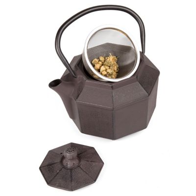 Image showing  34 oz. Cast-Iron Tea Pot with Infuser, Brown