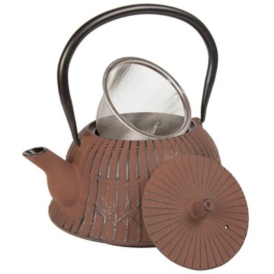 Image showing  40 oz. Cast-Iron Tea Pot with Infuser, Rust