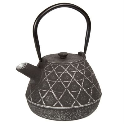 Creative Home 34 oz. Cast-Iron Tea Pot with Infuser, Silver/Black