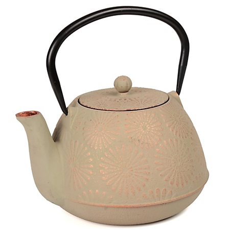 Creative Home 40 oz. Cast-Iron Tea Pot with Infuser, Gold/Grey