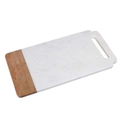 Image showing  Taj Elite White Marble and Mandgo Wood Handled Board, 18 in. x 9 in.