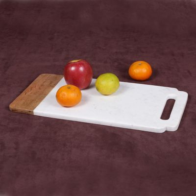 Image showing  Taj Elite White Marble and Mandgo Wood Handled Board, 18 in. x 9 in.