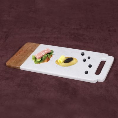 Image showing  Taj Elite White Marble and Mandgo Wood Handled Board, 18 in. x 9 in.