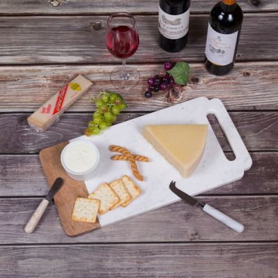 Image showing  Taj Elite White Marble and Mandgo Wood Handled Board, 18 in. x 9 in.