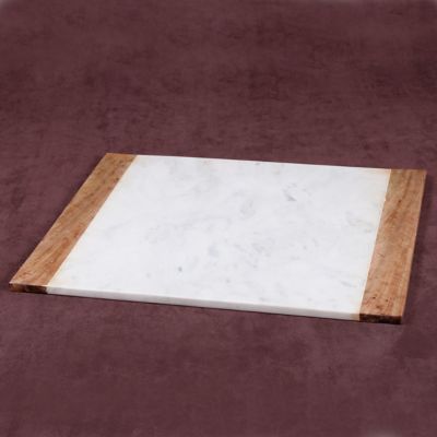 Image showing  Taj Elite White Marble and Mango Wood Pastry Board, 16 in. x 20 in.
