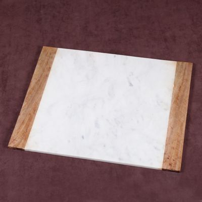 Image showing  Taj Elite White Marble and Mango Wood Pastry Board, 16 in. x 20 in.