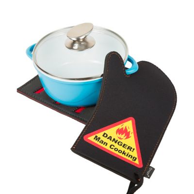 Image showing  Neoprene Danger! Man Cooking Oven Mitt Gloves