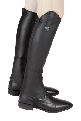 HORSE RIDING LADIES MENS SYNTHETIC LEATHER HALF CHAPS /GAITER WITH CRYSTALS 